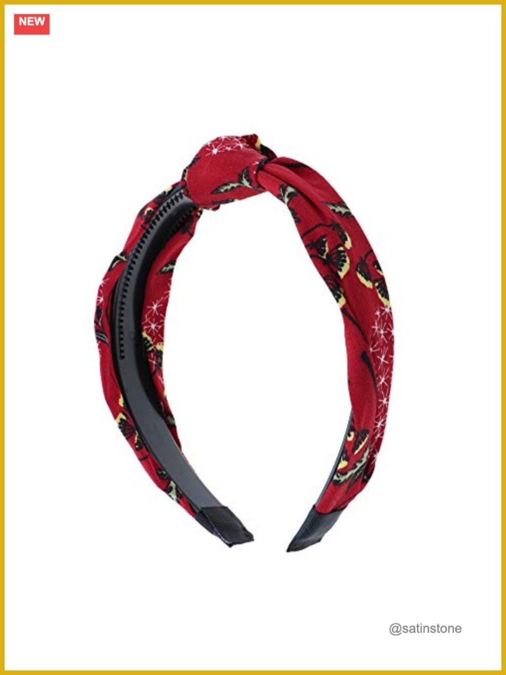 Fabric Covered Plastic Headband with Teeth and Turban Knot